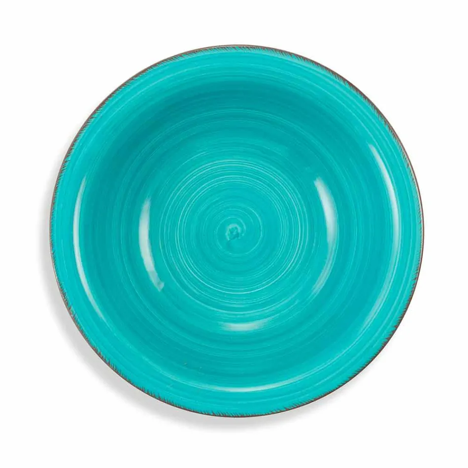 Service med farvede plader 18 stykker i moderne stentøj - Abruzzo Viadurini