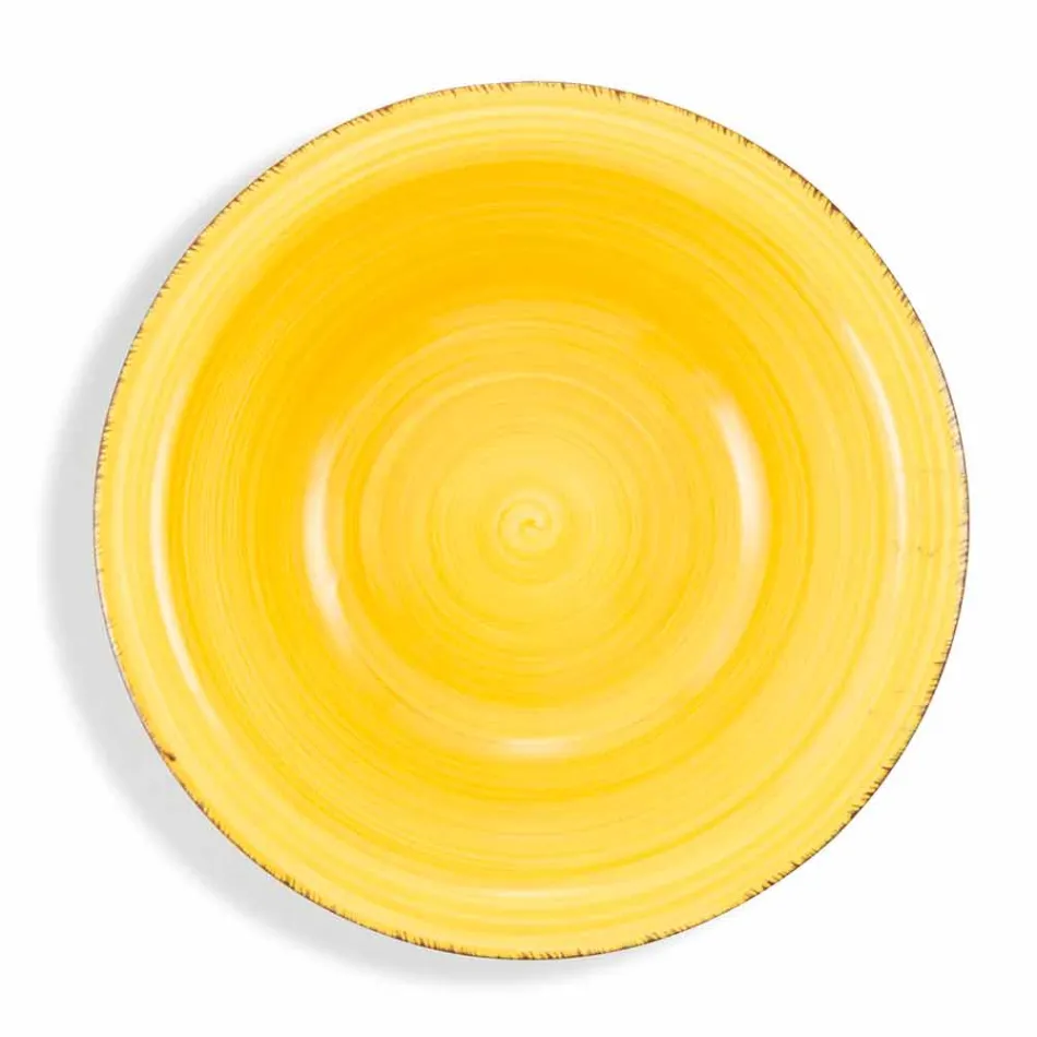 Service med farvede plader 18 stykker i moderne stentøj - Abruzzo Viadurini