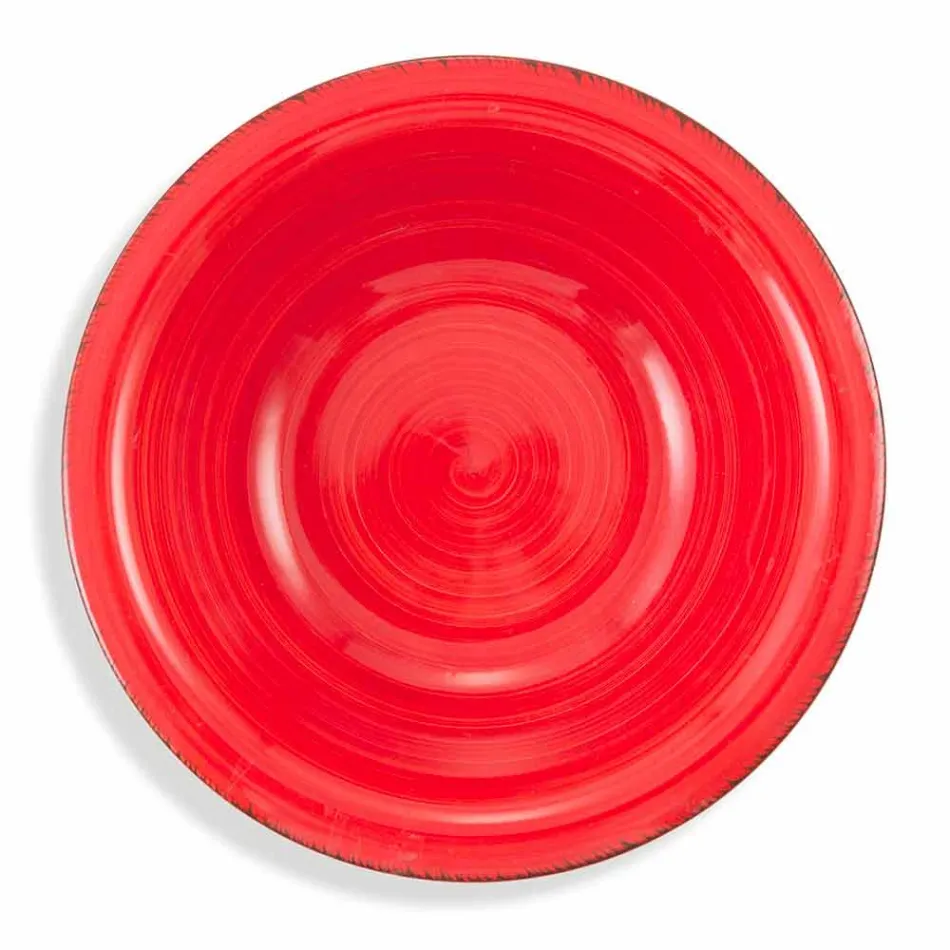 Service med farvede plader 18 stykker i moderne stentøj - Abruzzo Viadurini