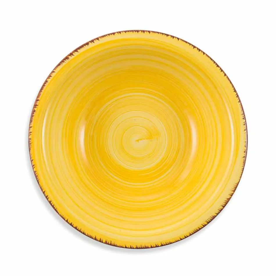 Service med farvede plader 18 stykker i moderne stentøj - Abruzzo Viadurini