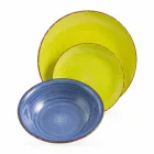 Service med farvede plader 18 stykker i moderne stentøj - Abruzzo Viadurini