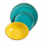 Service med farvede plader 18 stykker i moderne stentøj - Abruzzo Viadurini