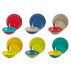 Service med farvede plader 18 stykker i moderne stentøj - Abruzzo Viadurini