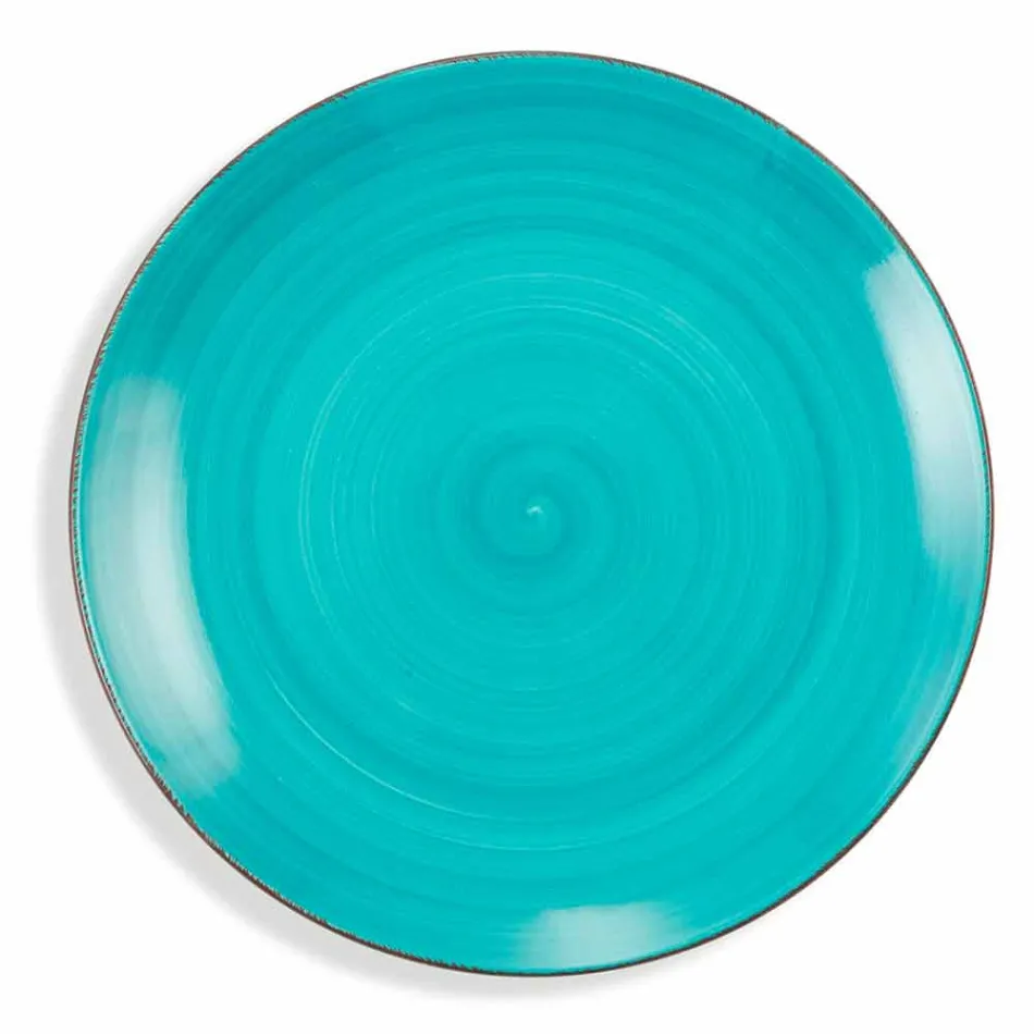 Service med farvede plader 18 stykker i moderne stentøj - Abruzzo Viadurini