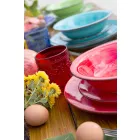 Service med farvede plader 18 stykker i moderne stentøj - Abruzzo Viadurini