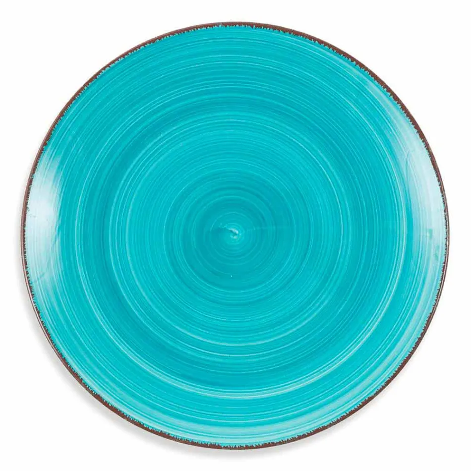 Service med farvede plader 18 stykker i moderne stentøj - Abruzzo Viadurini