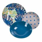 Porcelæns- og stentøjsservicefarvede plader 18 stykker - Riodeja Viadurini