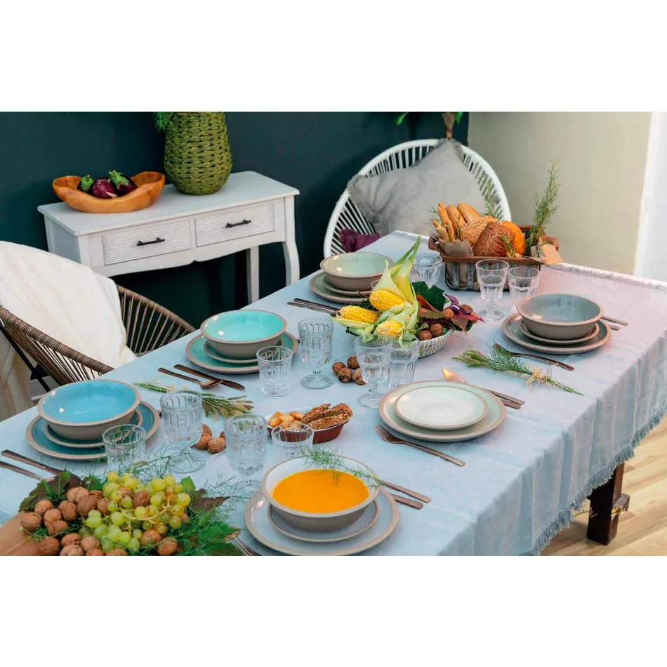 Bordservice Farvede retter Sæt 18 stykker design - Osteria Viadurini