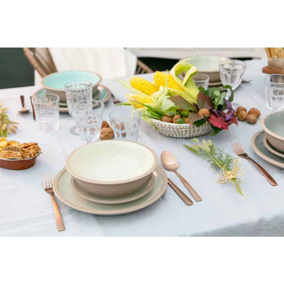 Bordservice Farvede retter Sæt 18 stykker design - Osteria Viadurini