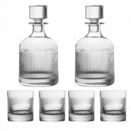 6-delt luksusdesign økologisk krystal whiskysæt - taktil Viadurini