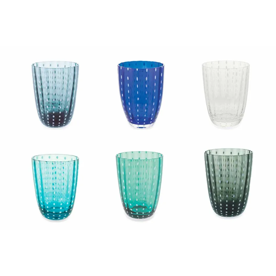 Sæt med 6 moderne farvede glasdesignbriller til vand - Botswana Viadurini