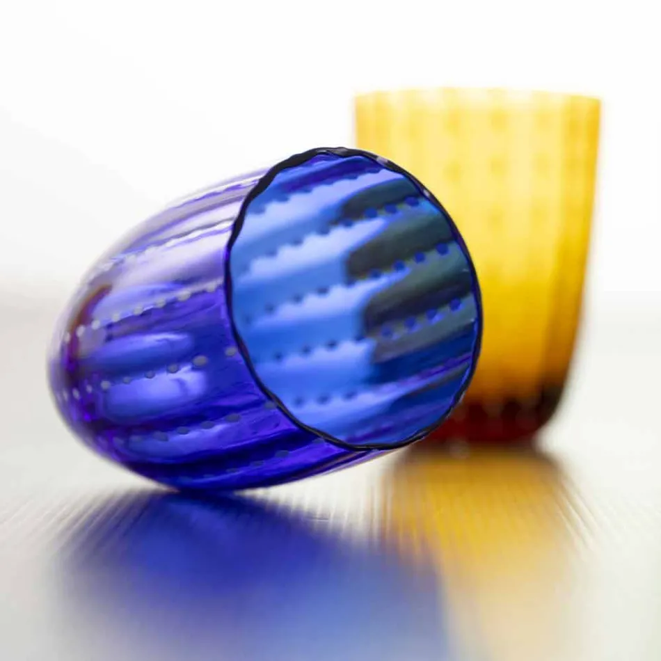 Sæt med 6 moderne farvede glasdesignbriller til vand - Botswana Viadurini