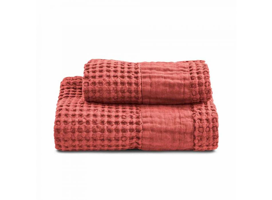 Badehåndklæder i farvet honningkage bomuld og linned - Turis Viadurini