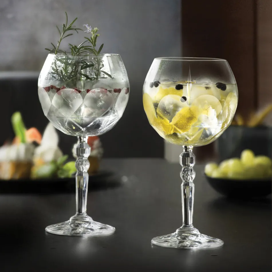 Gin Tonic Cocktail Glass Service i Eco Crystal 12 stk. - Bromeo Viadurini