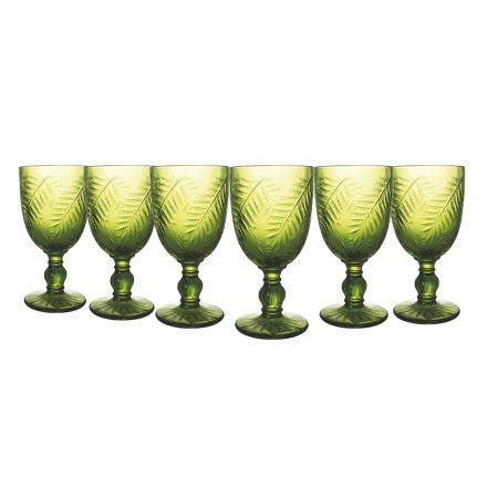 Sæt med bægre i gennemsigtigt eller grønt glas med dekoration 12 stk - Tropeo Viadurini