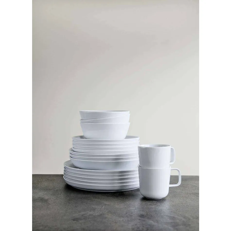 Hvid moderne design porcelæn middag plade sæt 24 stykker - Arctic Viadurini
