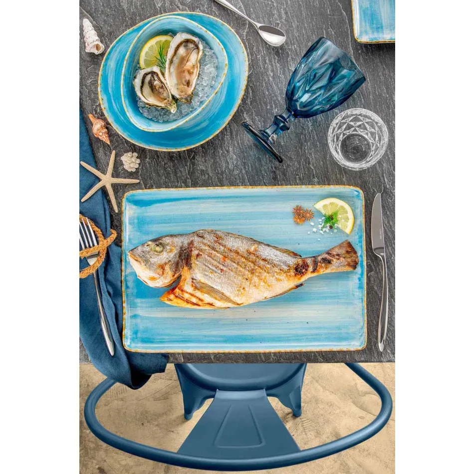 Sæt med 16 moderne designretter i elegant farvet stentøj - Simba Viadurini