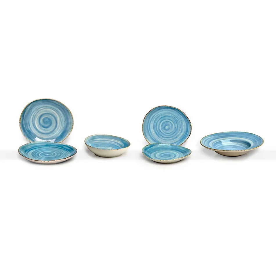 Sæt med 16 moderne designretter i elegant farvet stentøj - Simba Viadurini