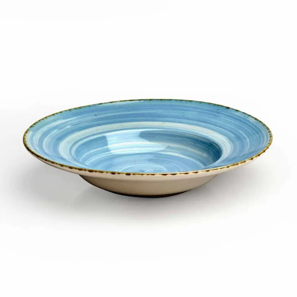 Sæt med 16 moderne designretter i elegant farvet stentøj - Simba Viadurini