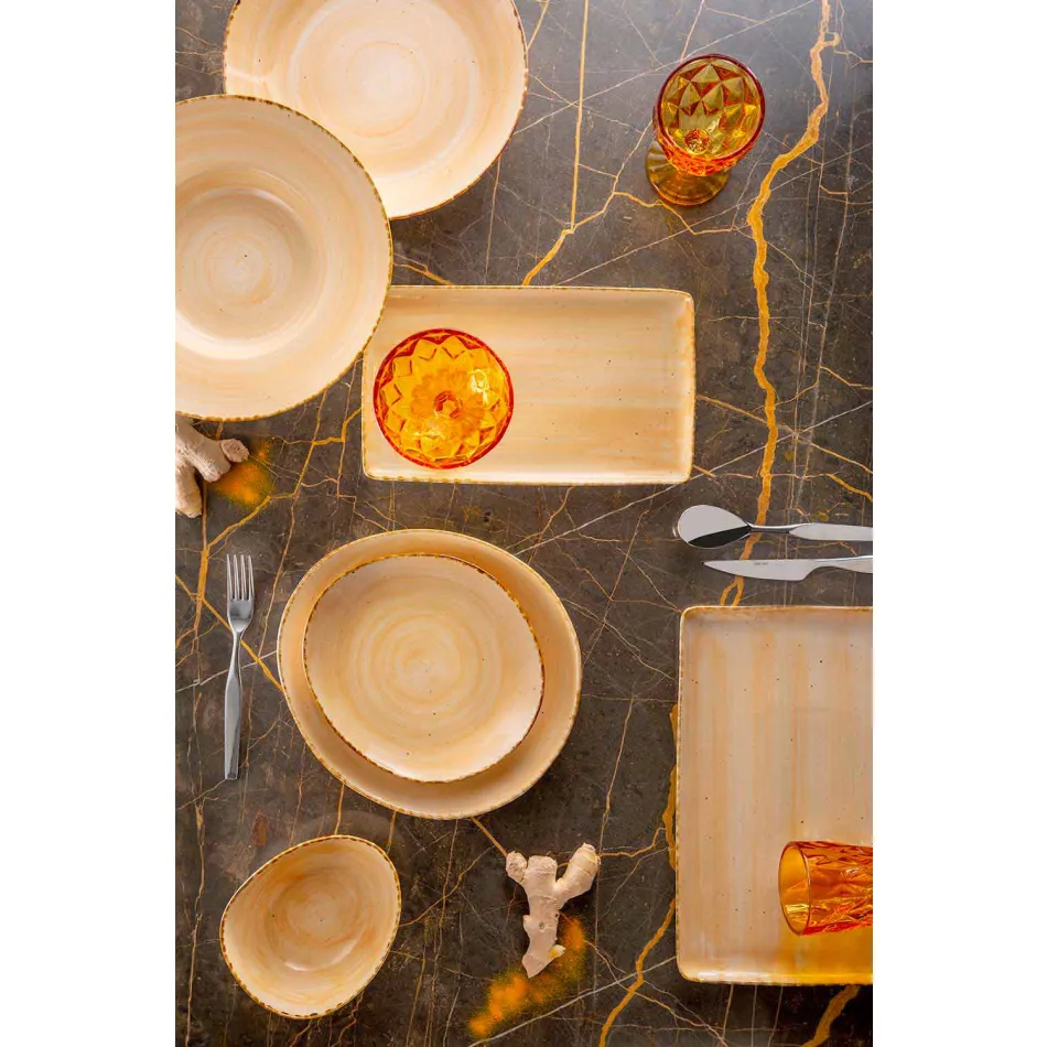 Sæt med 20 moderne farvede plader Elegant design stentøj - Simba Viadurini