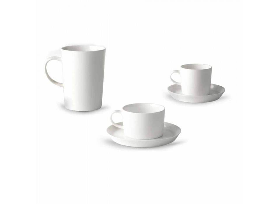 Kaffe-, te- og morgenmadsservices 30 stykker i hvidt porcelæn - Egle Viadurini