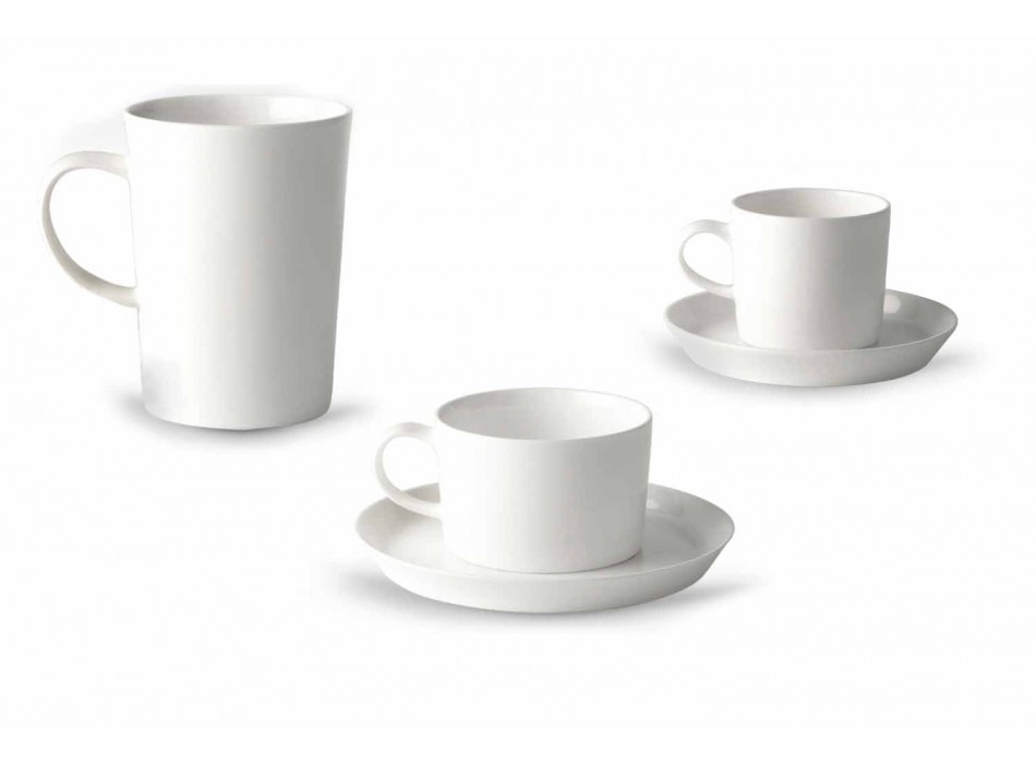Servering af kaffe, te og morgenmad 30 stykker i hvid porcelæn - Egle Viadurini