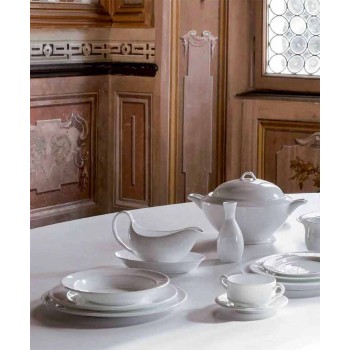 4-delt serveringsplader i hvidt designer porcelæn - Samantha