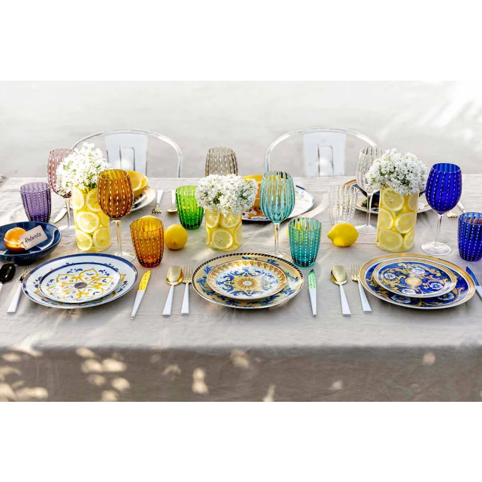 Servicefarvede og moderne retter Servise komplet sæt 18 stykker - Cefalu Viadurini
