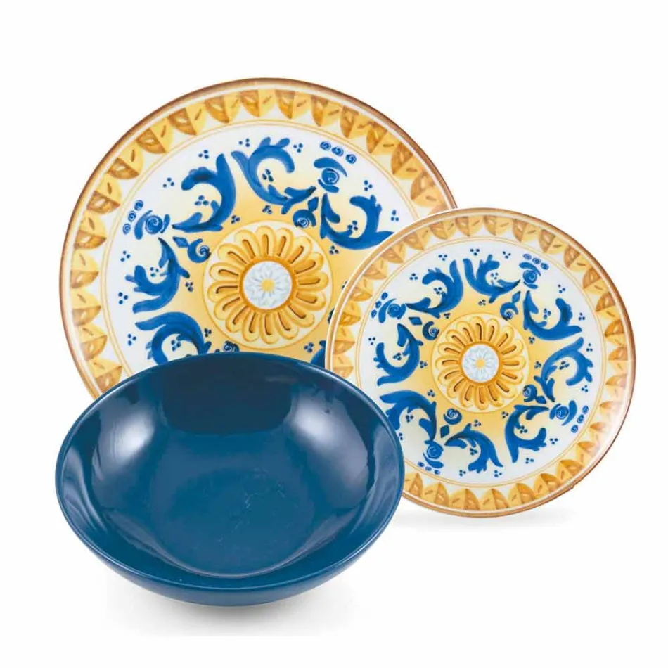 Servicefarvede og moderne retter Bordservice Komplet sæt 18 stk. - Cefalu Viadurini