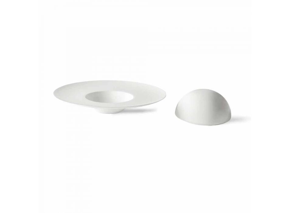 Spisesæt med luksuriøs design Cloche i hvidt porcelæn 8 stykker - Flavia Viadurini