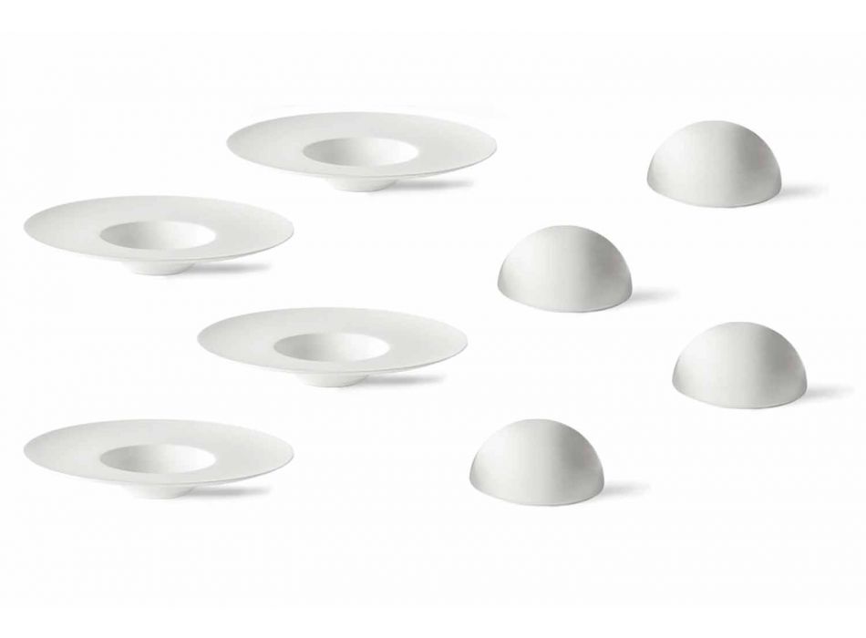 Servise sæt med luksus design Cloche i hvid porcelæn 8 stykker - Flavia Viadurini