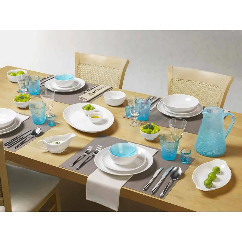 Serveringsret 3 dele moderne design i hvidt porcelæn - Malaga Viadurini