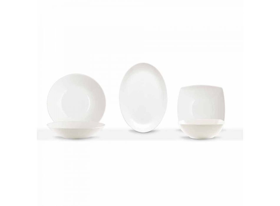 Serveringsret 3 dele moderne design i hvidt porcelæn - Malaga Viadurini
