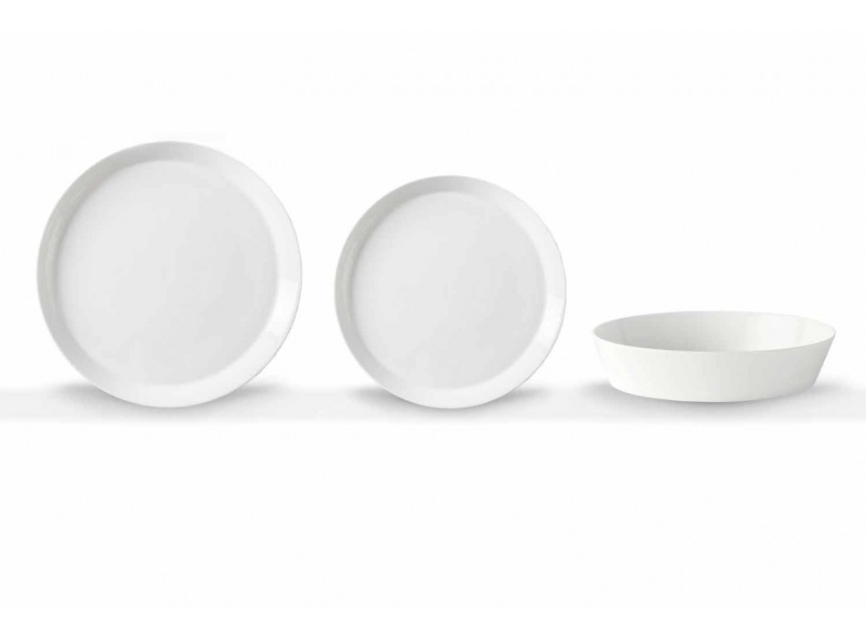 Elegant design hvid porcelæn 18-delt middagspladesæt - Egle Viadurini