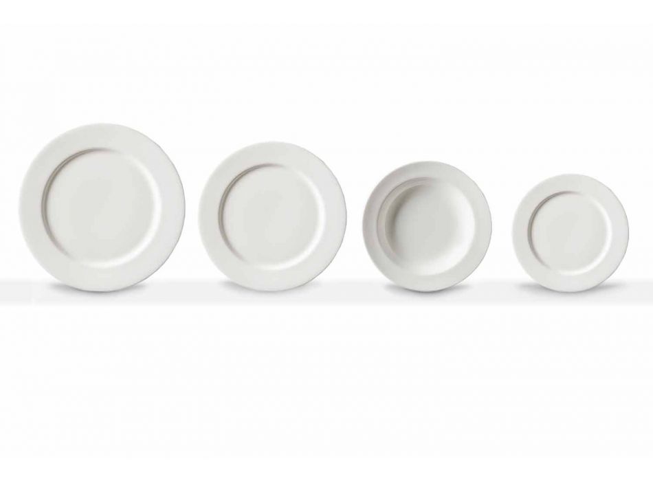 Hvid Design Porcelæn Middagsplader Sæt 24 Stykker - Samantha Viadurini