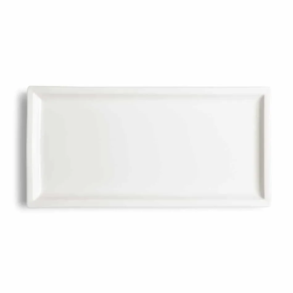 Hvid porcelæns moderne middagsplads sæt 25 stk - basal Viadurini