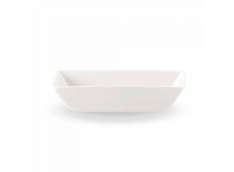 Hvid porcelæns moderne middagsplads sæt 25 stk - basal Viadurini