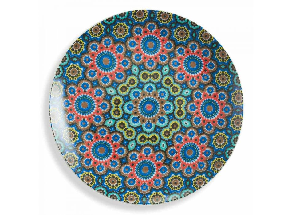 Farvede etniske middagsplader Sæt porcelæn og stentøj 18 Mad - Marokko Viadurini