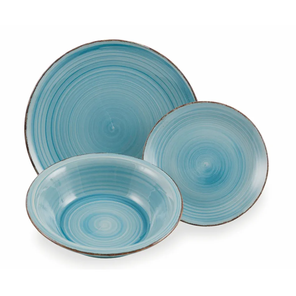 Spiseservice i hårde dolomitblå nuancer 18 stykker - Abruzzo Viadurini