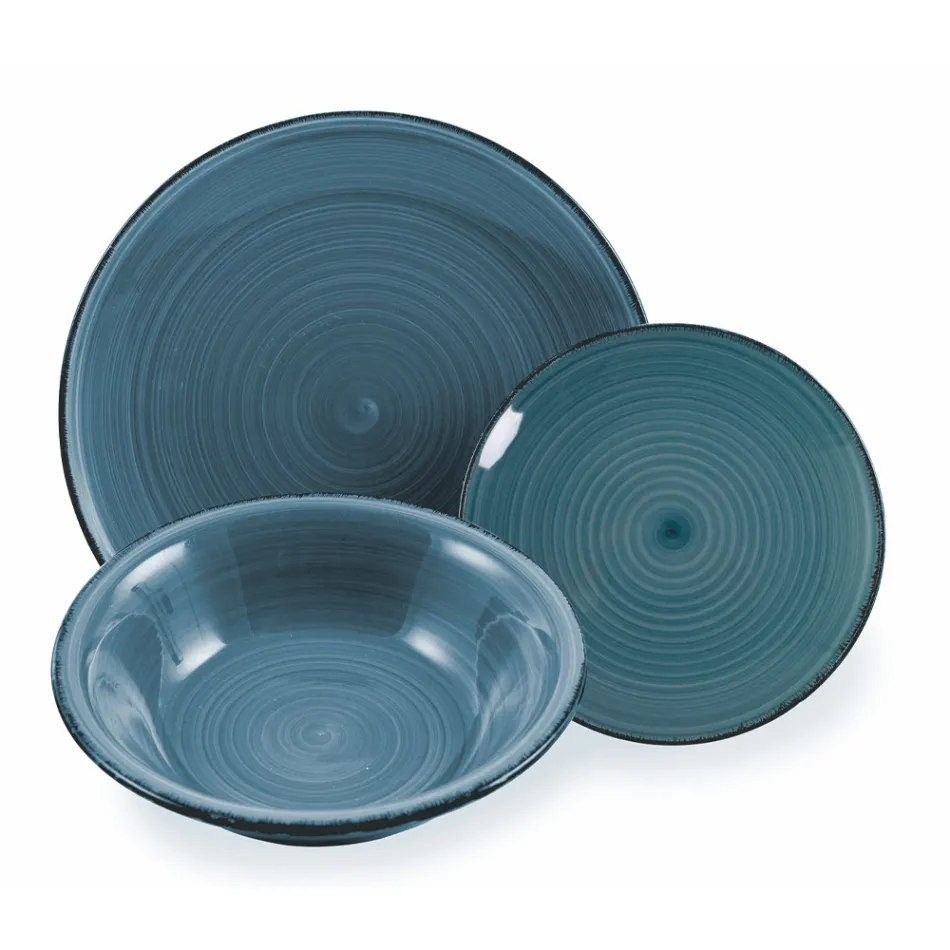 Spiseservice i hårde dolomitblå nuancer 18 stykker - Abruzzo Viadurini