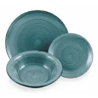 Spiseservice i hårde dolomitblå nuancer 18 stykker - Abruzzo Viadurini