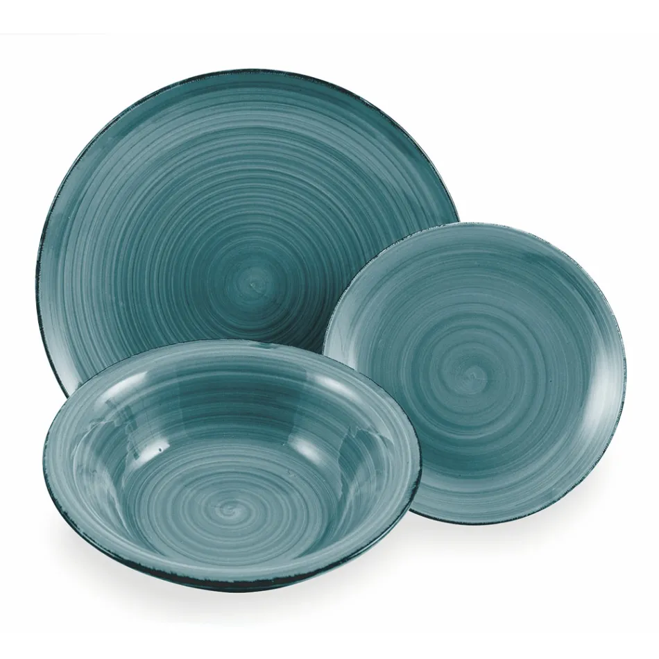 Spiseservice i hårde dolomitblå nuancer 18 stykker - Abruzzo Viadurini