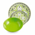 Service til etniske retter i porcelæn og farvet og moderne stentøj 18 stykker - Fez Viadurini