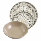 Service til etniske retter i porcelæn og farvet og moderne stentøj 18 stykker - Fez Viadurini