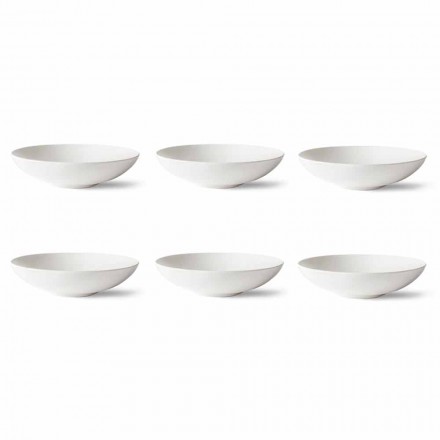 Gourmet middagsplader i hvidt design porcelæn 6 stykker - Romilda Viadurini