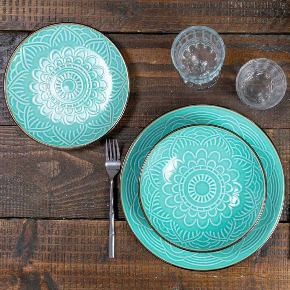 Retter service i hård Dolomitgrå, lyseblå eller blå 18 stykker - arabisk Viadurini