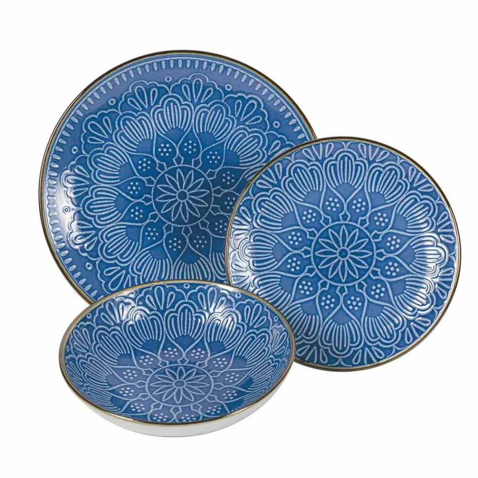 Retter service i hård Dolomitgrå, lyseblå eller blå 18 stykker - arabisk Viadurini