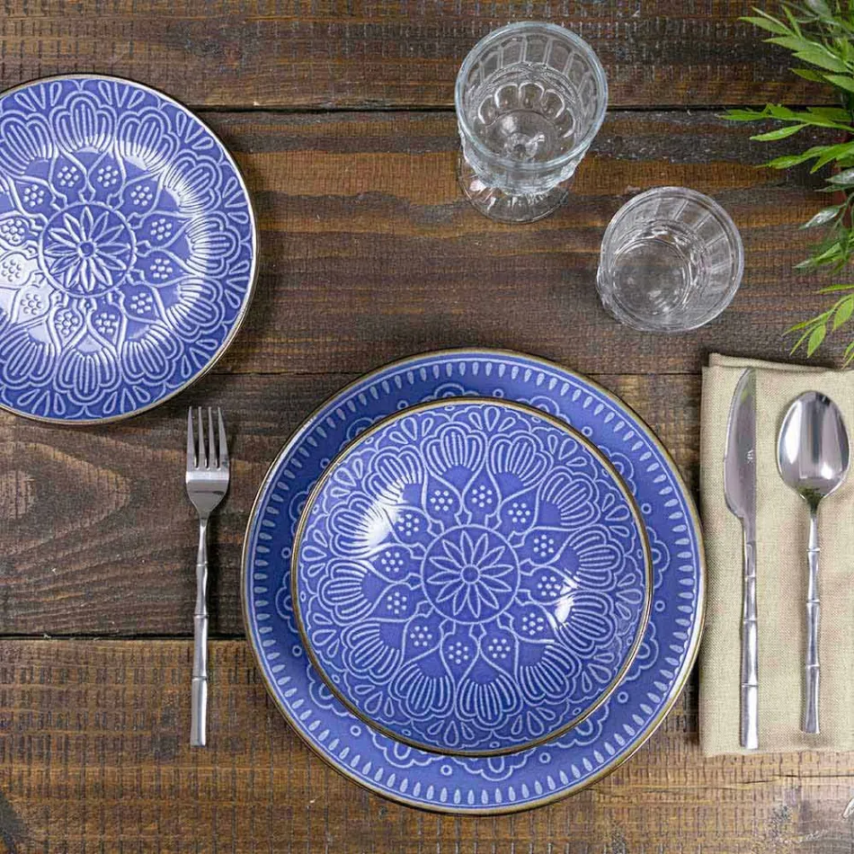 Retter service i hård Dolomitgrå, lyseblå eller blå 18 stykker - arabisk Viadurini