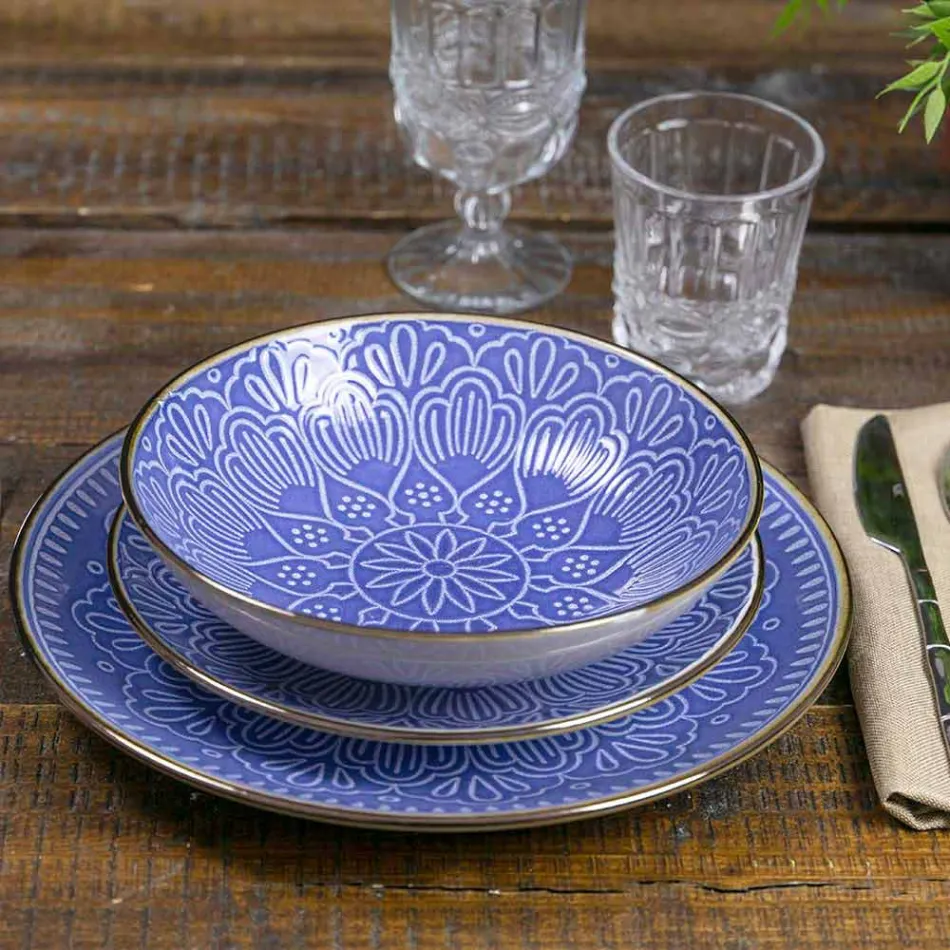 Retter service i hård Dolomitgrå, lyseblå eller blå 18 stykker - arabisk Viadurini