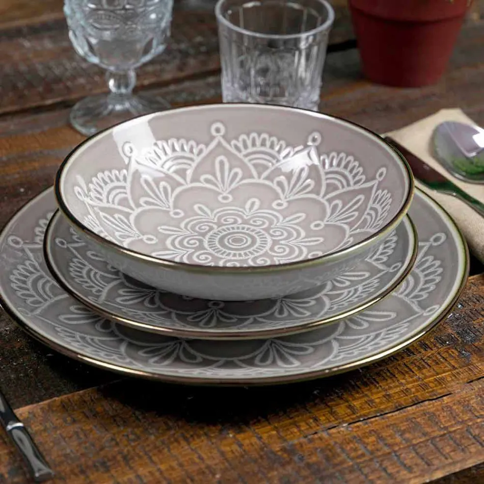 Retter service i hård Dolomitgrå, lyseblå eller blå 18 stykker - arabisk Viadurini